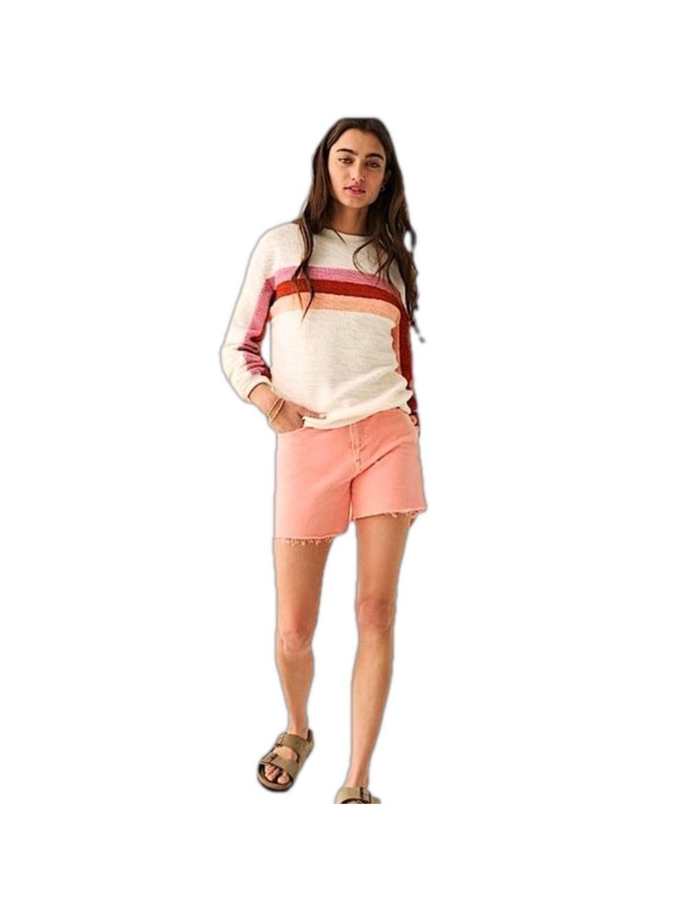 FAHERTY ‘Vista Stripe’ Crop Crew Pullover